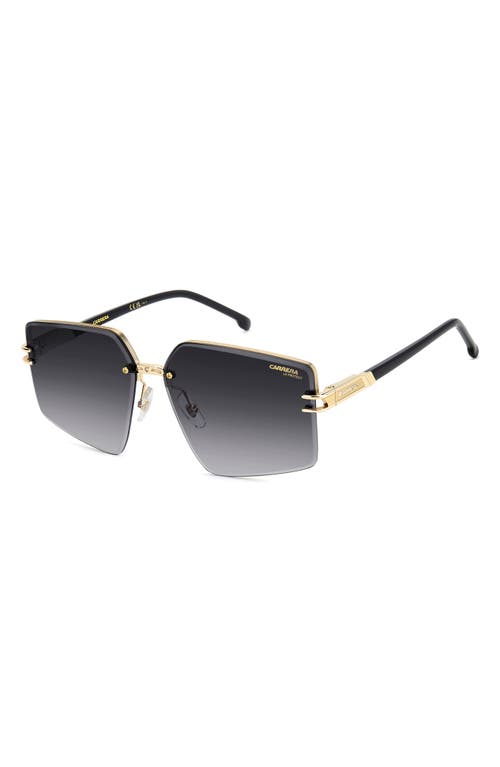 Carrera Eyewear 63mm Square Oversized Gradient Rimless Square Geometric Sunglasses In Gold Black/dark Grey Sf