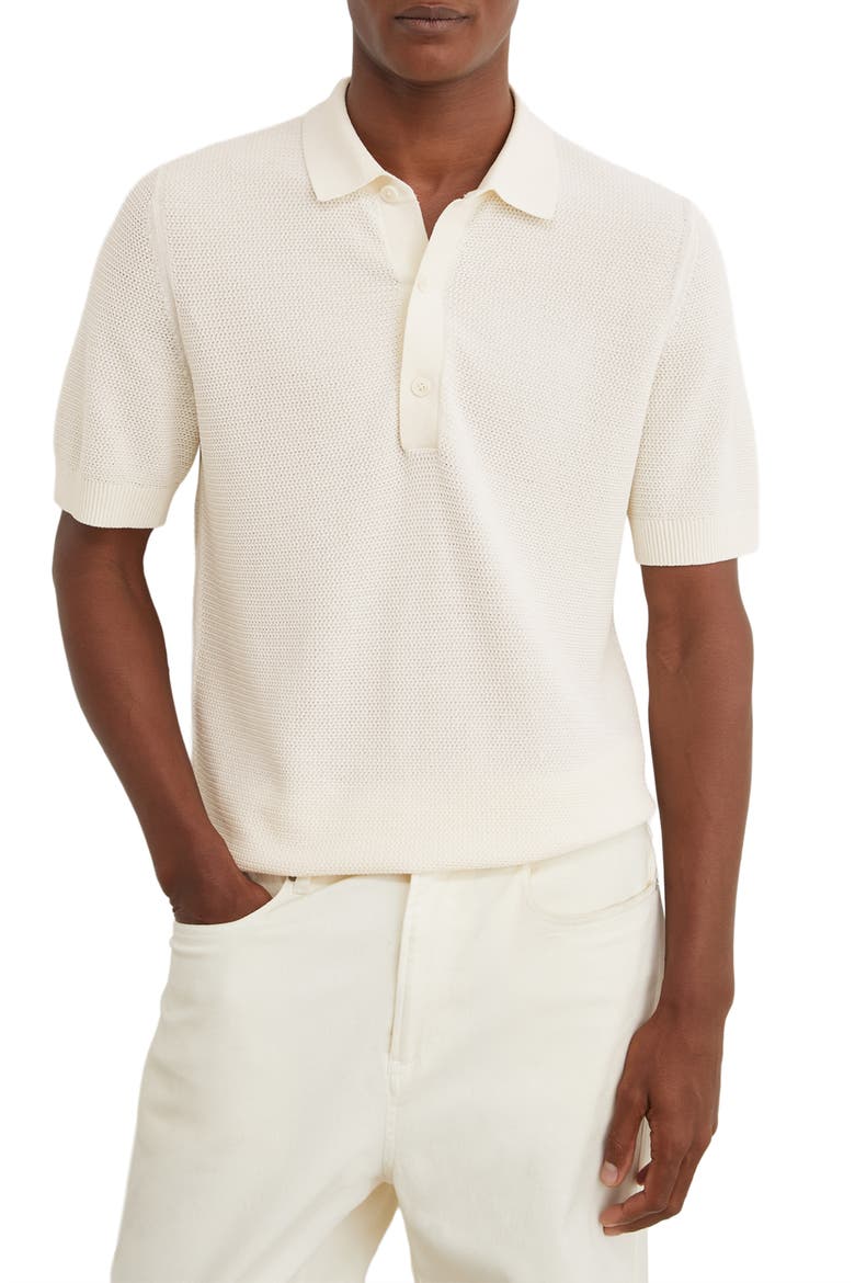 Warren Basket Stitch Polo Sweater, Main, color, ECRU