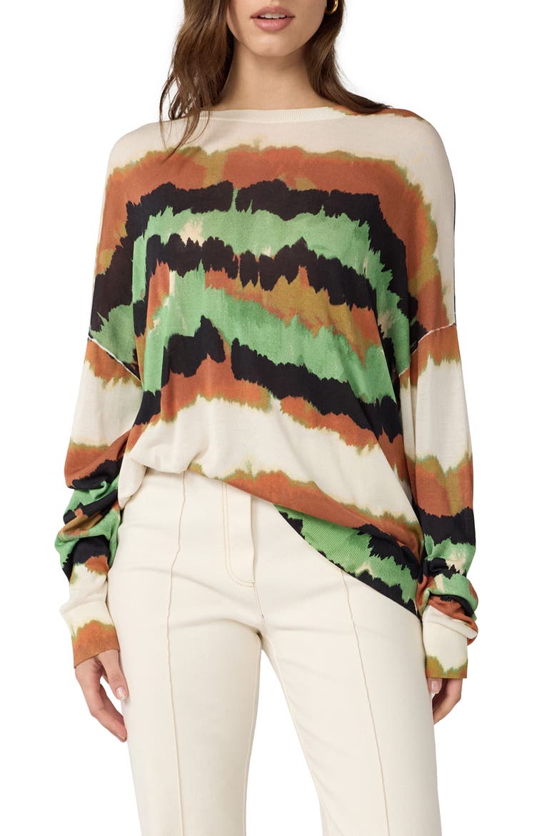 Royce Abstract Oversize Sweater, Main, color, CATERPILLAR IVORY