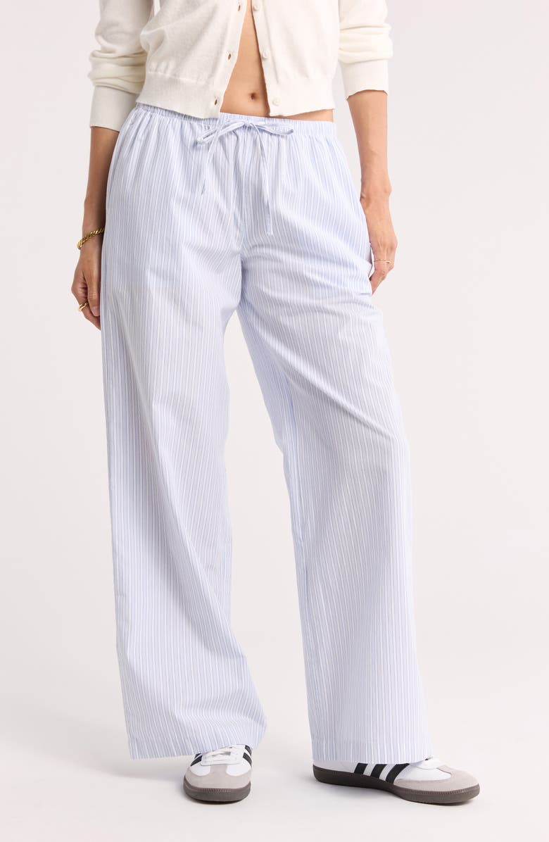 Abound Pull-On Poplin Pants, Main, color, Blue Xenon- White Mica Stripe