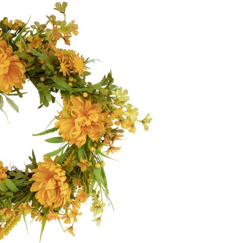 Northlight Yellow Peony Artificial Fall Harvest Twig Wreath  24-in Unlit In Multi