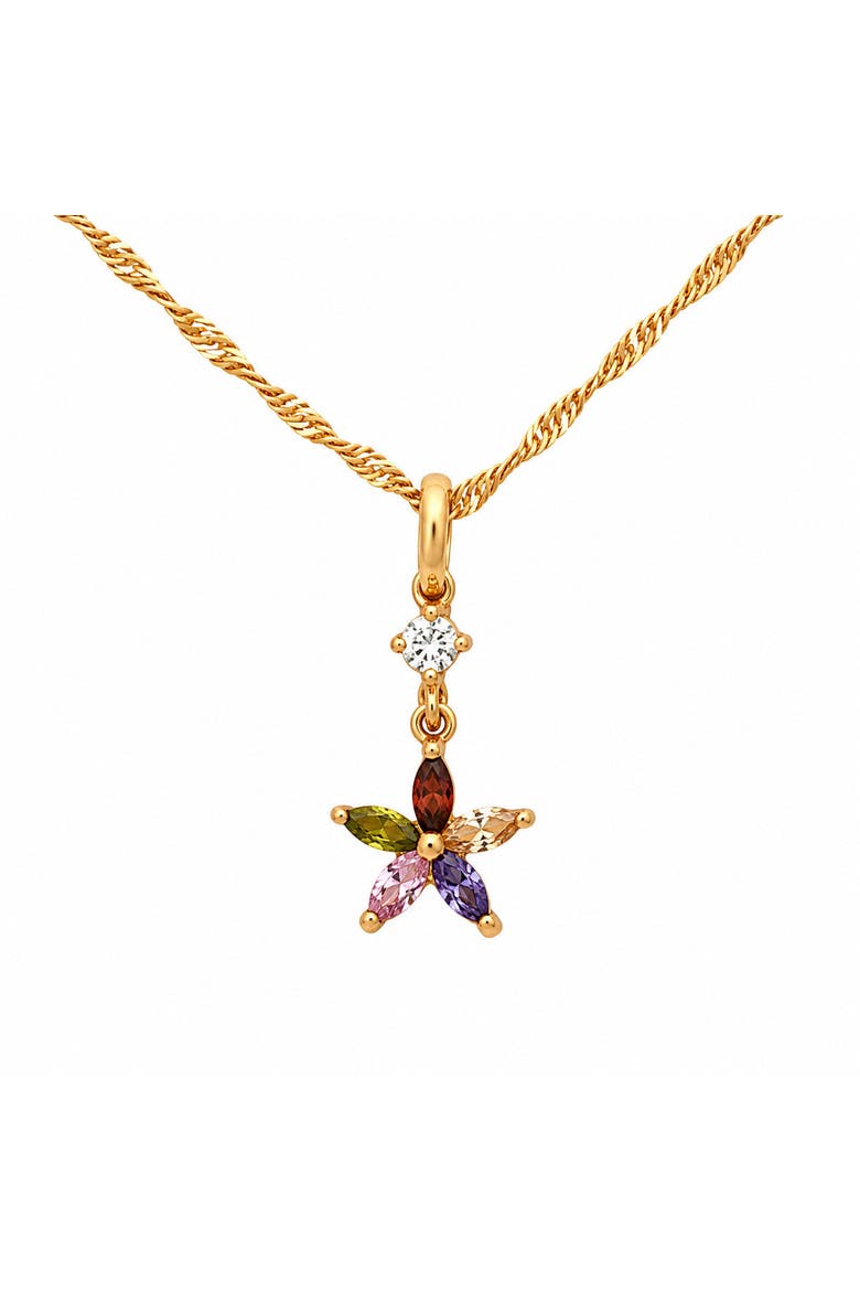 18K Gold-Plated Multicolor Floral Pendant Necklace and Drop Earring Set, Alternate, color, Gold/Multicolor