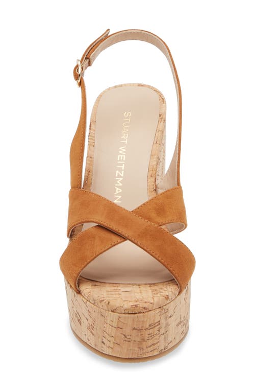 Stuart Weitzman Dayna Slingback Platform Wedge Sandal In Hazel Suede