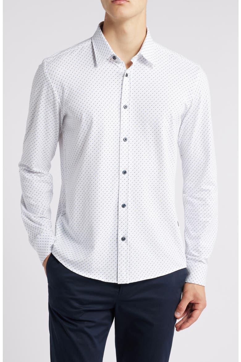 Roan Kent Stretch Cotton Button-Up Shirt, Main, color, WHITE