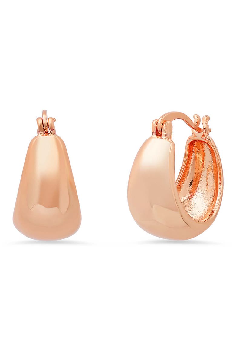 18k Gold Plated Teardrop Huggie Hoop Earrings, Main, color, ROSE GOLD