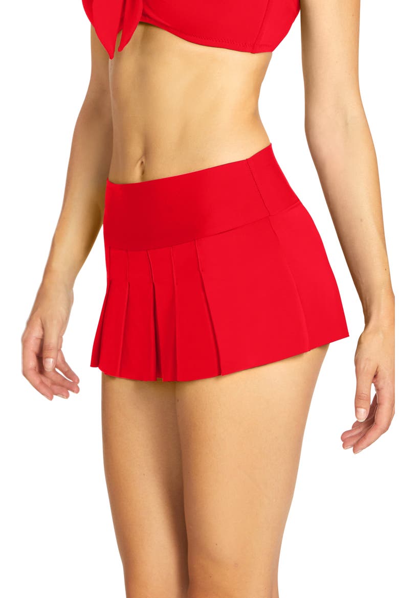 Ava Skirted Bikini Bottoms, Alternate, color, FIERY RED