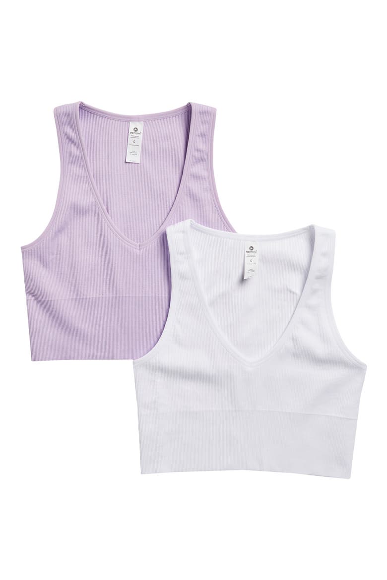 Seamless V-Neck Rib Crop Tank, Main, color, ORCHID BLOOM/WHITE