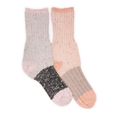 Women's Single Layer Color block Texture Socks 2 Pack