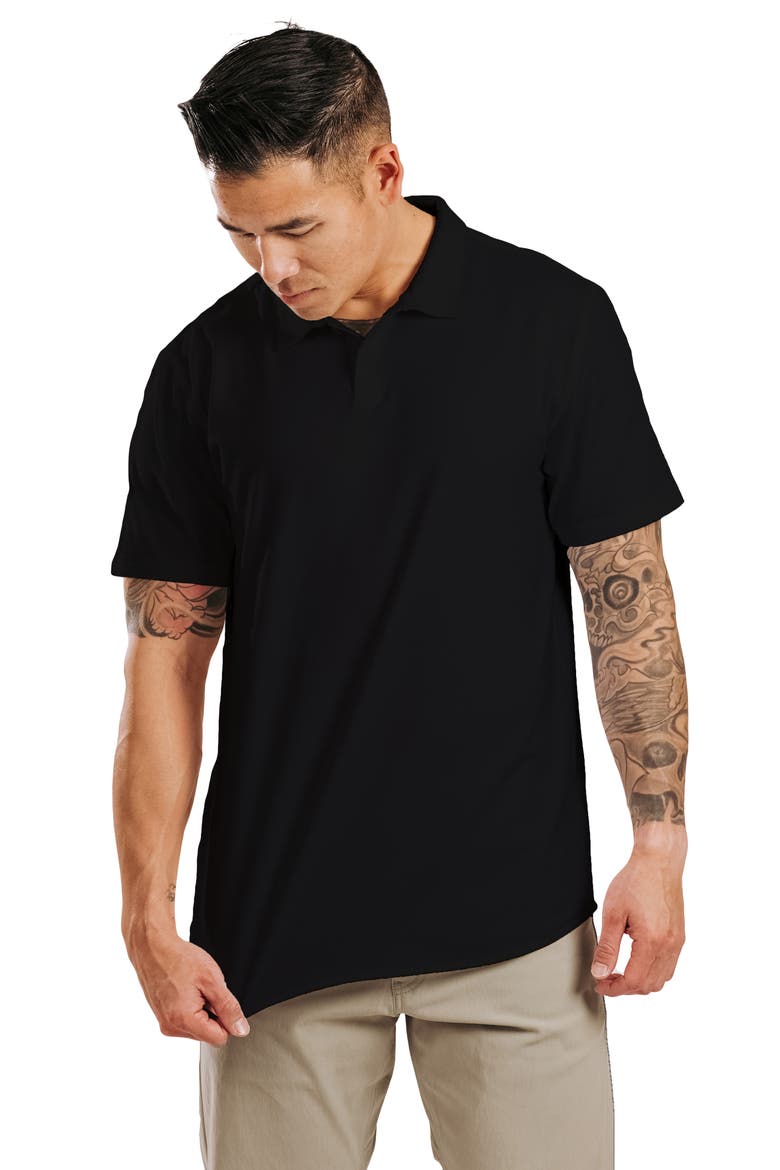 Cotton Blend Polo Shirt, Alternate, color, BLACK