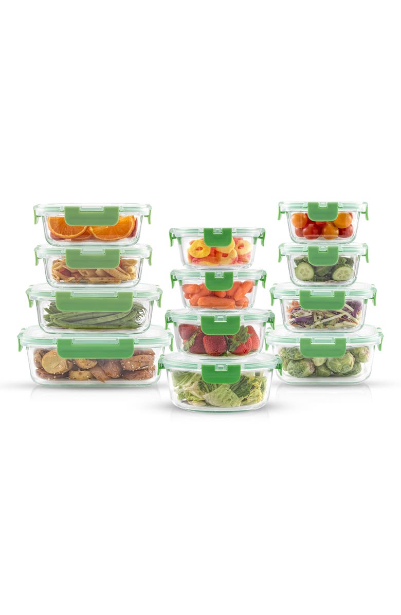 JoyJolt 24-Piece Glass Food Storage Containers with Lids, Alternate, color,