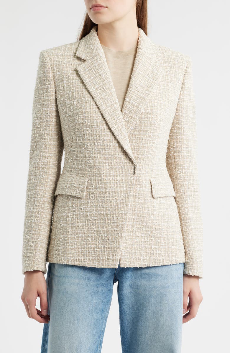 BOSS Jia Cotton Blend Tweed Blazer, Alternate, color, Soft Cream Tweed