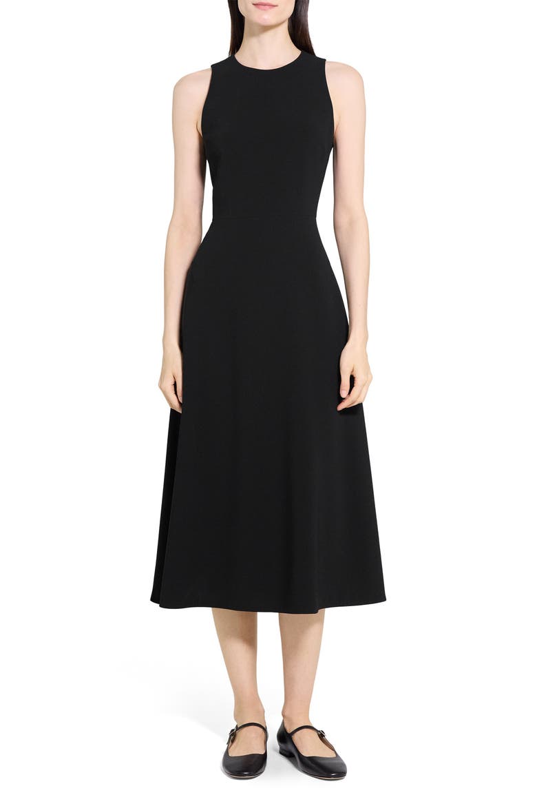 Sleeveless A-Line Midi Dress, Main, color, BLACK