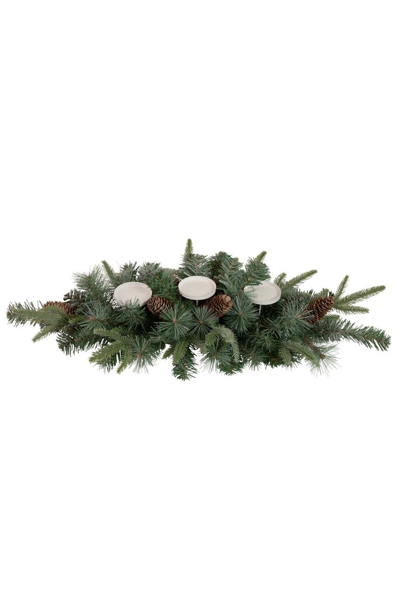 Northlight 32" Artificial Mixed Pine and Pine Cones Christmas Candle Holder Centerpiece, Main, color,