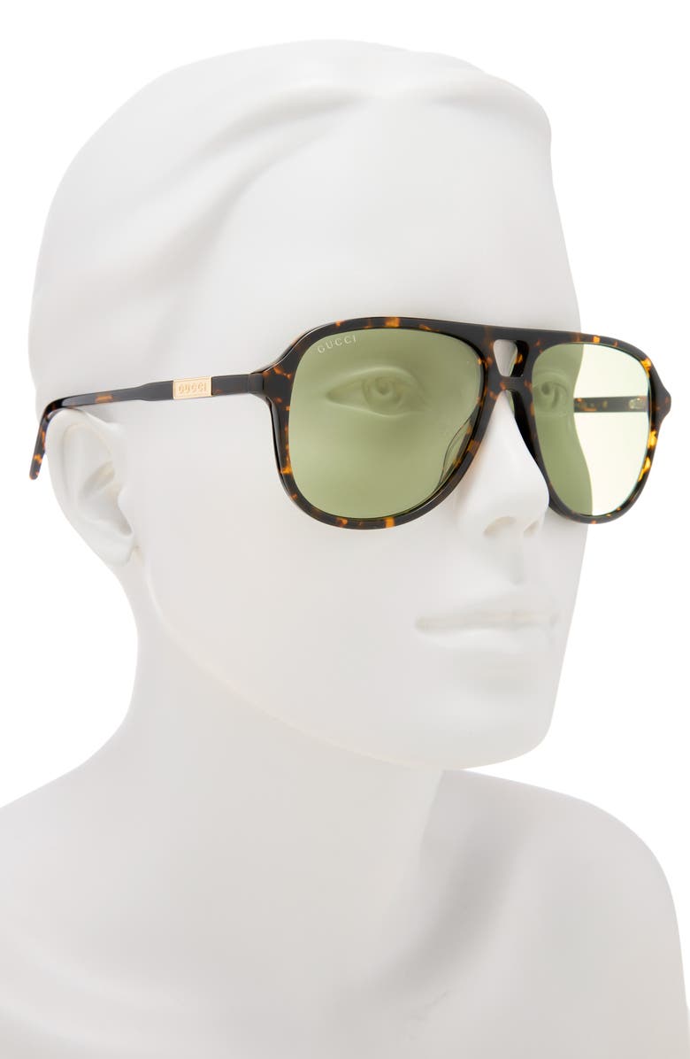 Gucci 57mm Pilot Sunglasses, Alternate, color, 