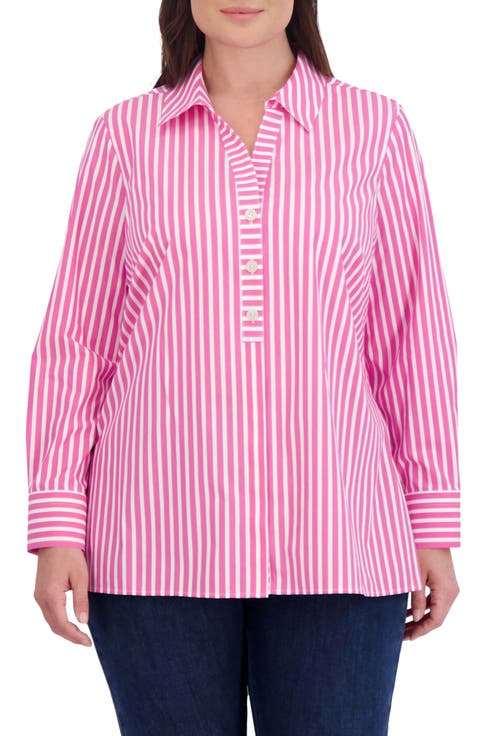 Pamela Stripe Stretch Tunic Blouse (Plus Size)