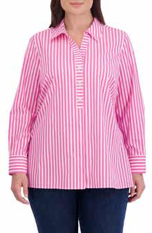 Foxcroft Pamela Stripe Stretch Tunic Blouse