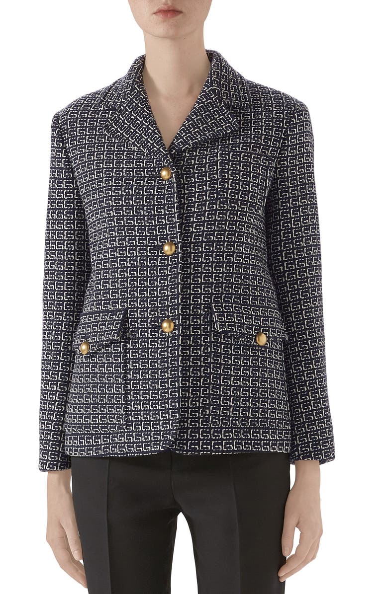 Gucci Square G-Logo Wool Blend Jacket, Main, color,