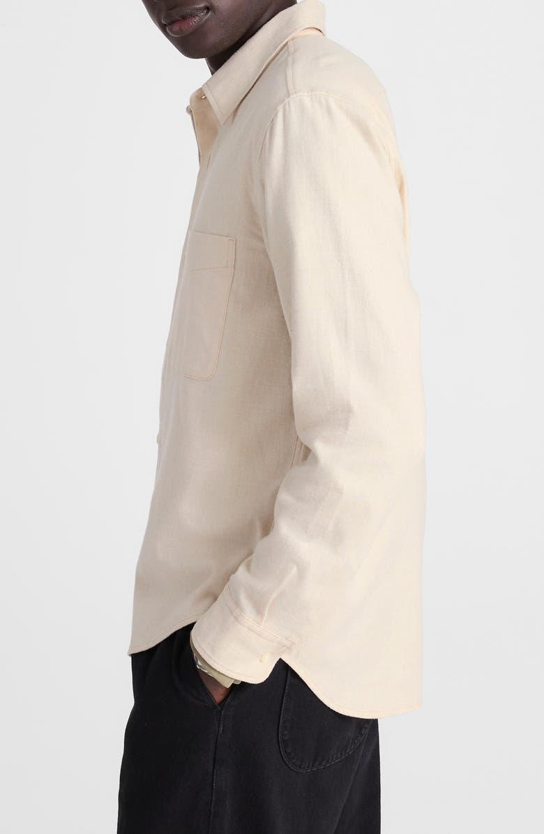 Madewell Lightweight Flannel Button Up Shirt, Alternate, color, Heather Oatmeal