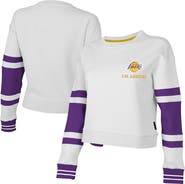 Stadium Essentials Women's Stadium Essentials White Los Angeles Lakers Scrimmage Cropped Pullover Sweatshirt