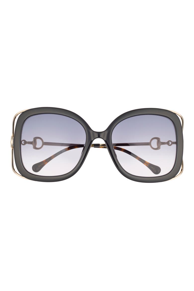 56mm Square Sunglasses, Main, color, BLACK GOLD GREY