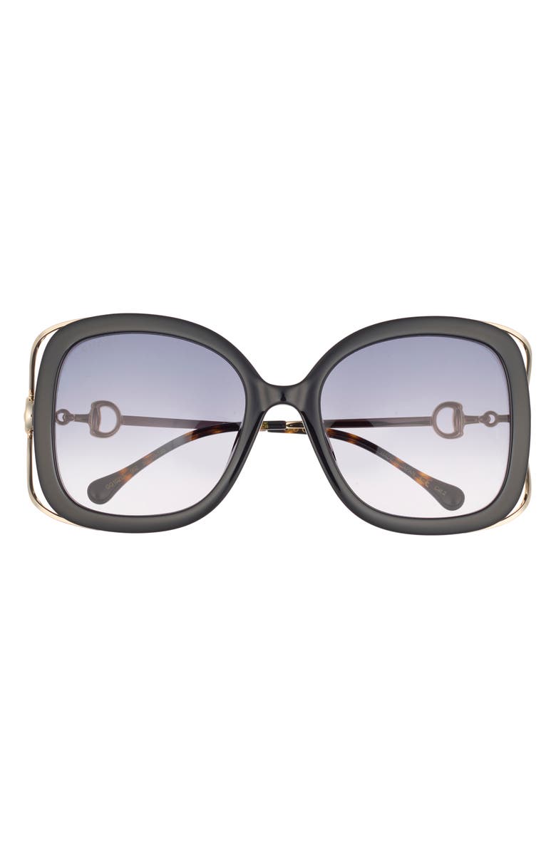 Gucci 56mm Square Sunglasses, Main, color, Black Gold Grey
