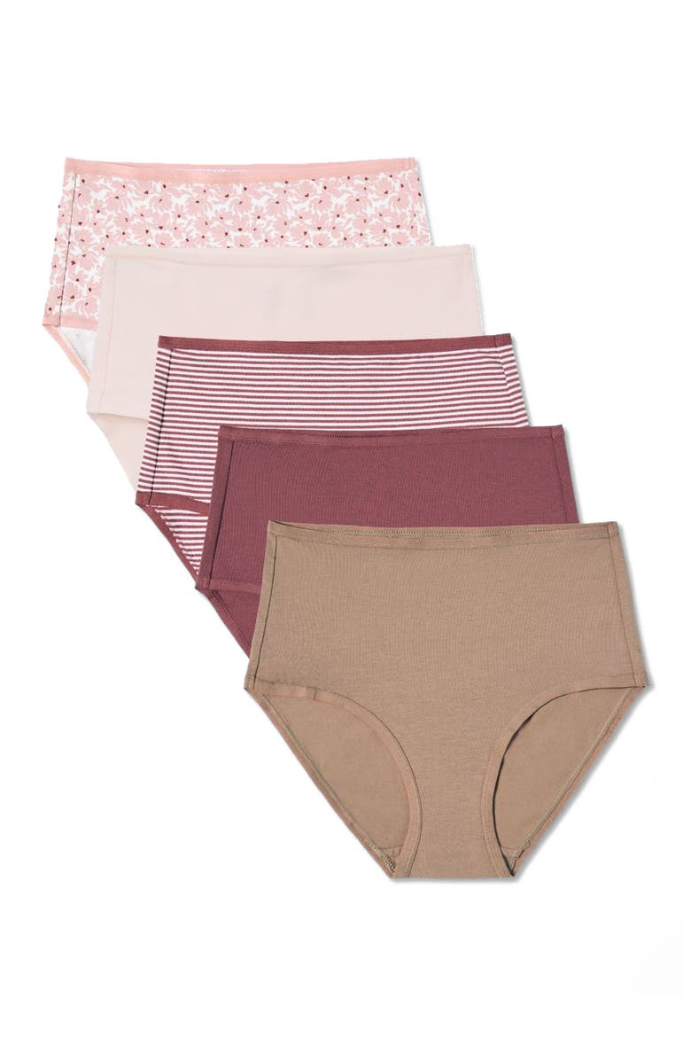 Everyday High Rise Brief 5-Pack Made With Organic Cotton, Main, color, Everyday Lakeside Lilies