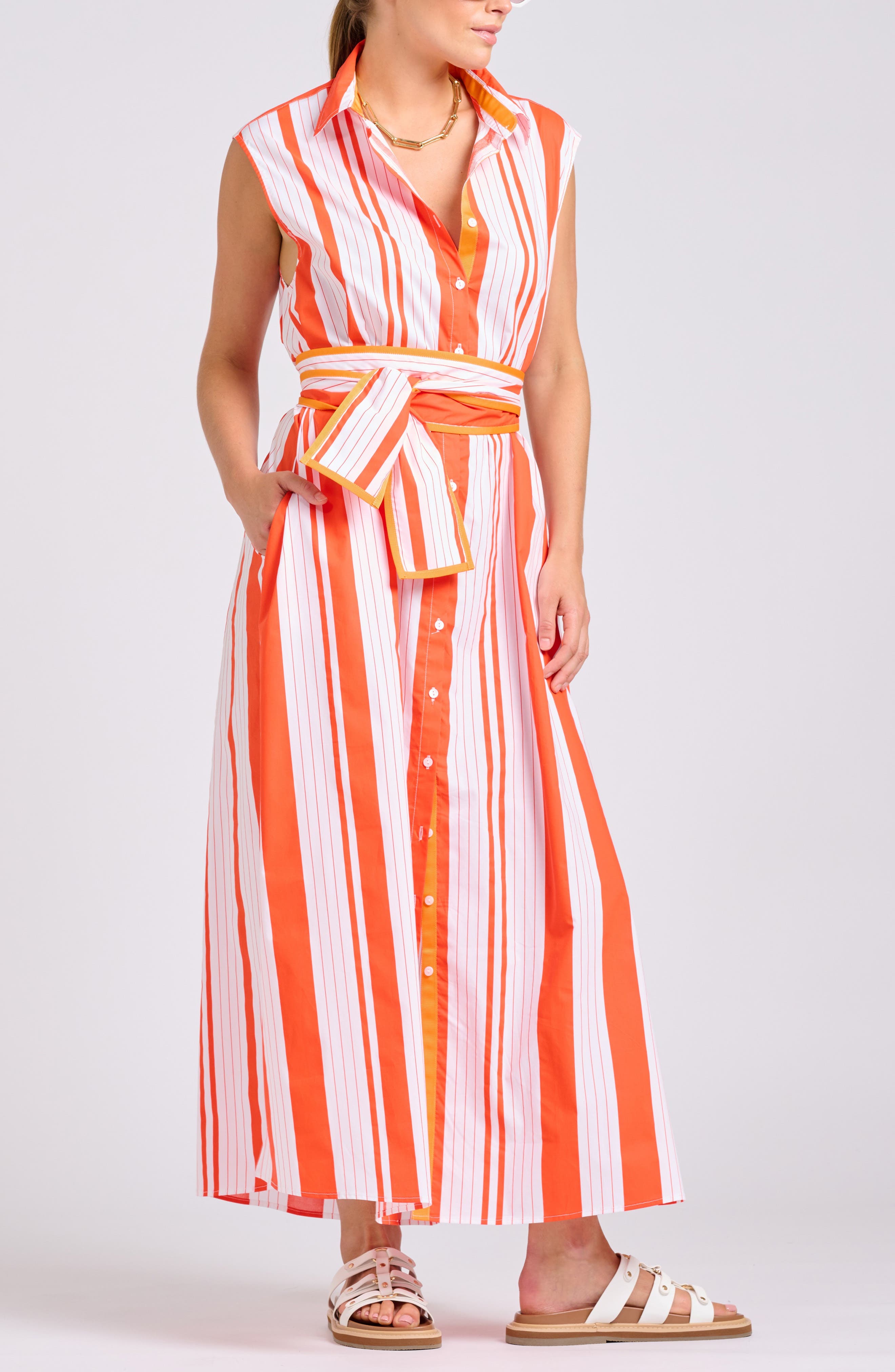 Sleeveless Tie Waist Shirtdress - image 5