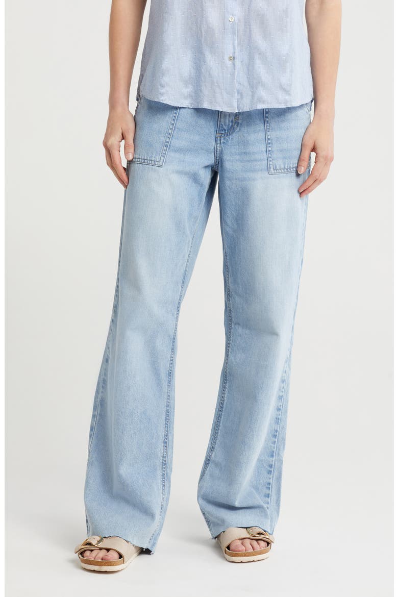 Wide Leg Raw Hem Utility Jeans, Main, color, LAZY CHILLS CUT