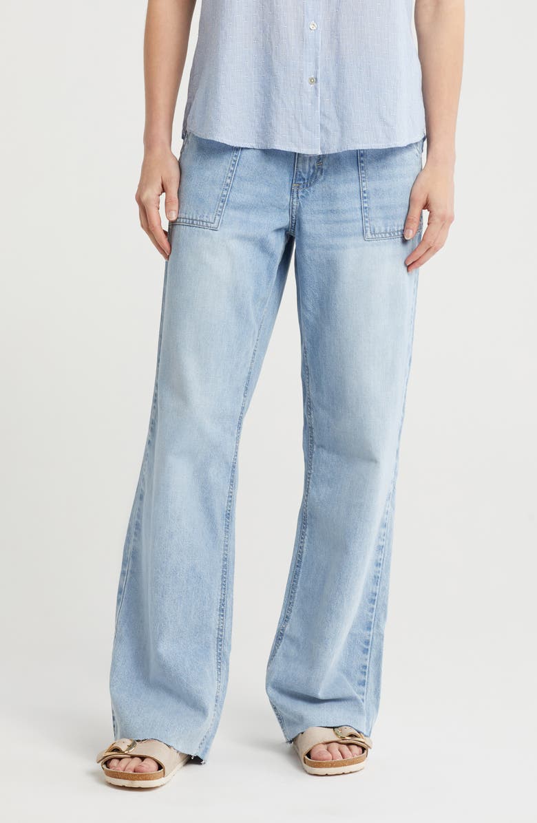 Lucky Brand Wide Leg Raw Hem Utility Jeans, Main, color,