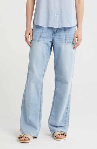 Lucky Brand Wide Leg Raw Hem Utility Jeans