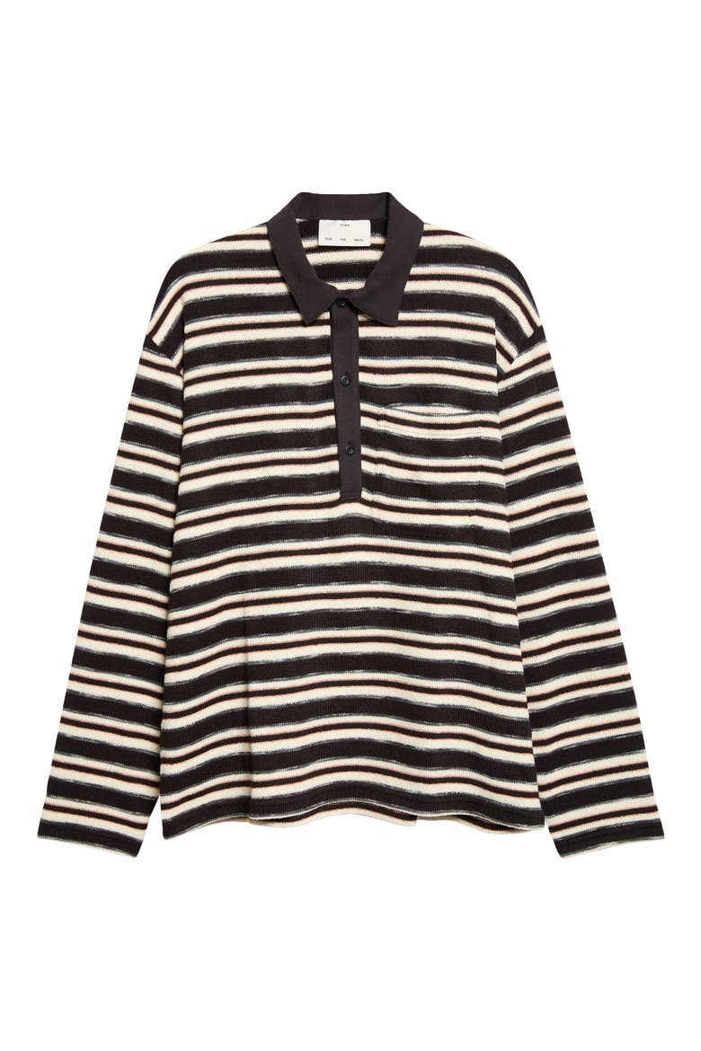 Striped Long Sleeve Polo, Main, color, BLACK