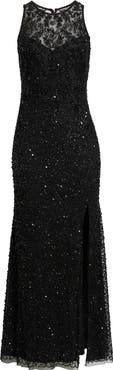 Pisarro Nights Floral Beaded Sequin Sleeveless A-Line Gown