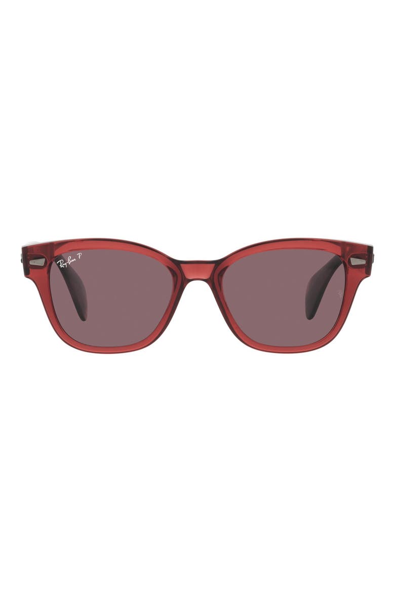 52mm Polarized Square Sunglasses, Main, color, TRANSPARENT PINK
