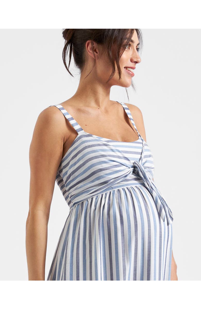 Ripe Maternity Lana Tie Front Dress, Alternate, color, Sky Blue / Navy / White