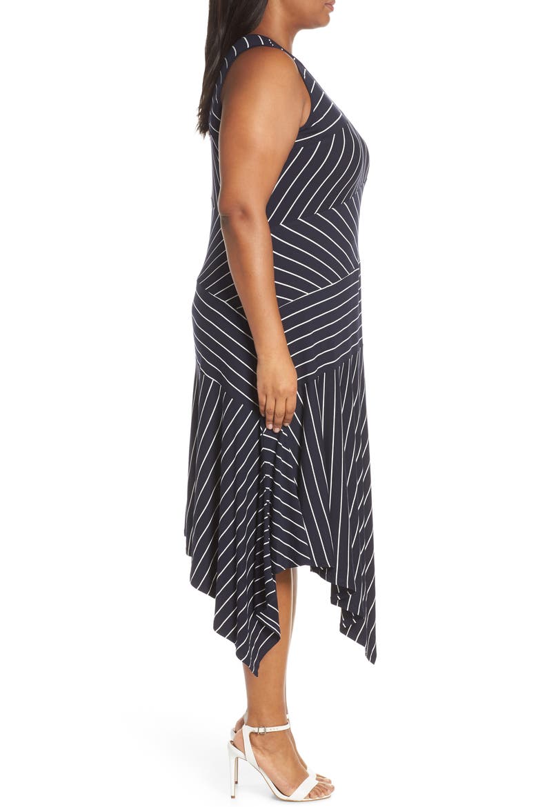 Stripe Asymmetrical Hem Dress, Alternate, color, CLASSIC NAVY