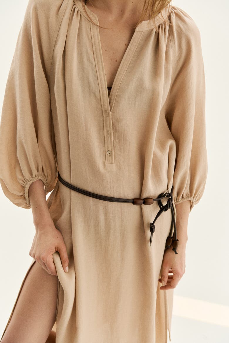 Oversized Tie-belt Dress, Alternate, color, Beige