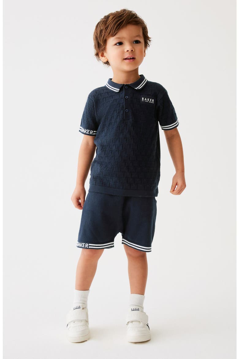 Kids' Tipped Polo Sweater & Shorts Set, Alternate, color, BLUE