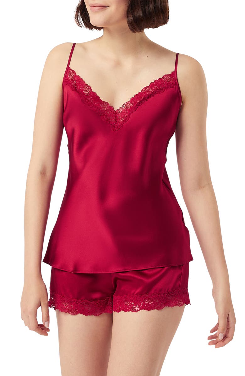 Etam Milky Lace Trim Silk Camisole, Main, color,
