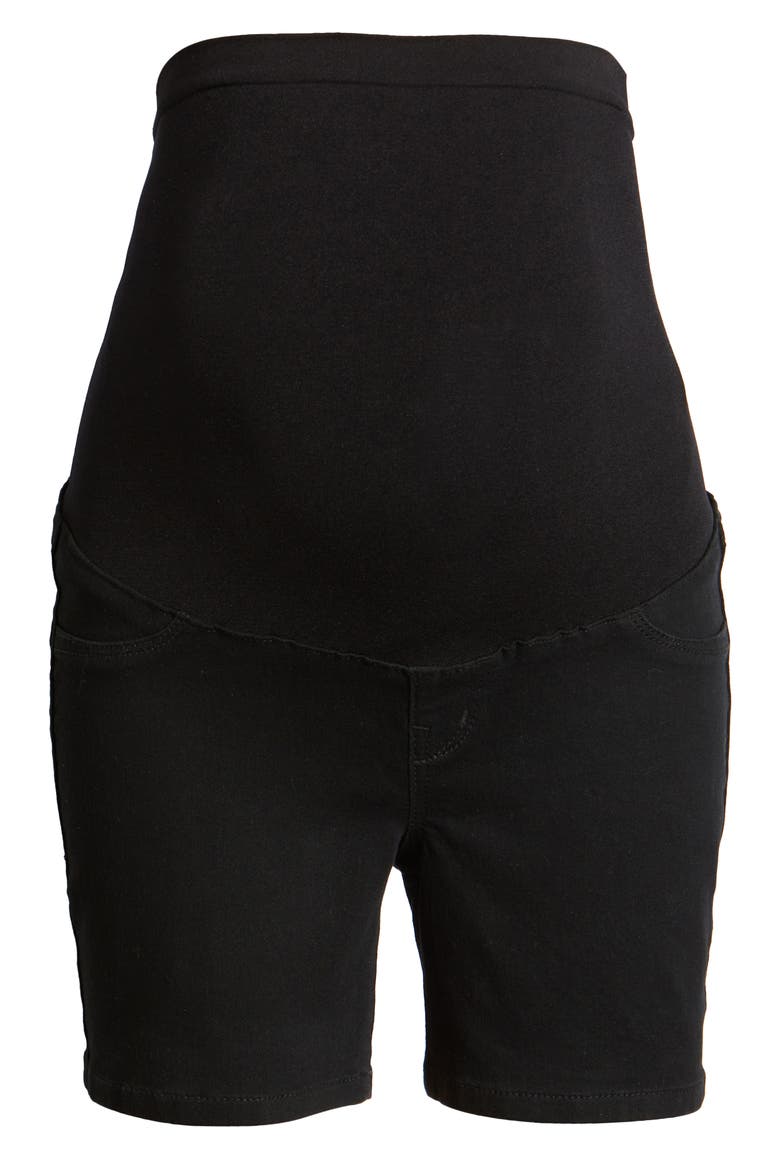 Belly Band Maternity Denim Shorts, Alternate, color, BLACK