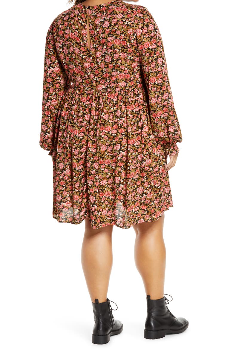 Frill Cuff Long Sleeve Dress, Alternate, color, BLACK BETSY ROSE FLORAL