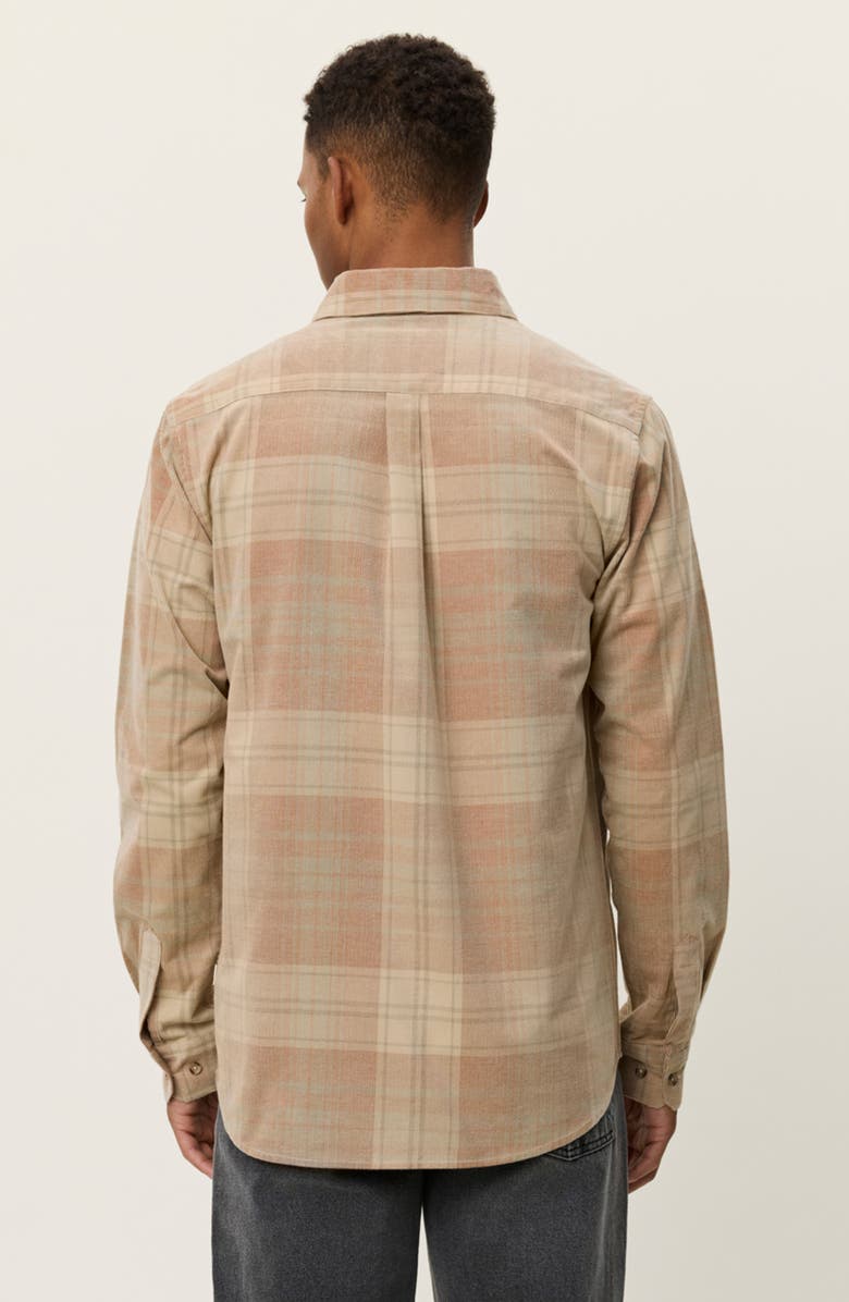 Les Deux Kash Check Corduroy Button-Down Shirt, Alternate, color, Dark Sand