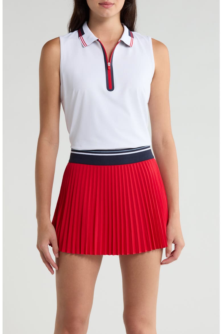 Sleeveless Quarter Zip Polo, Main, color, SNOW / LAVA