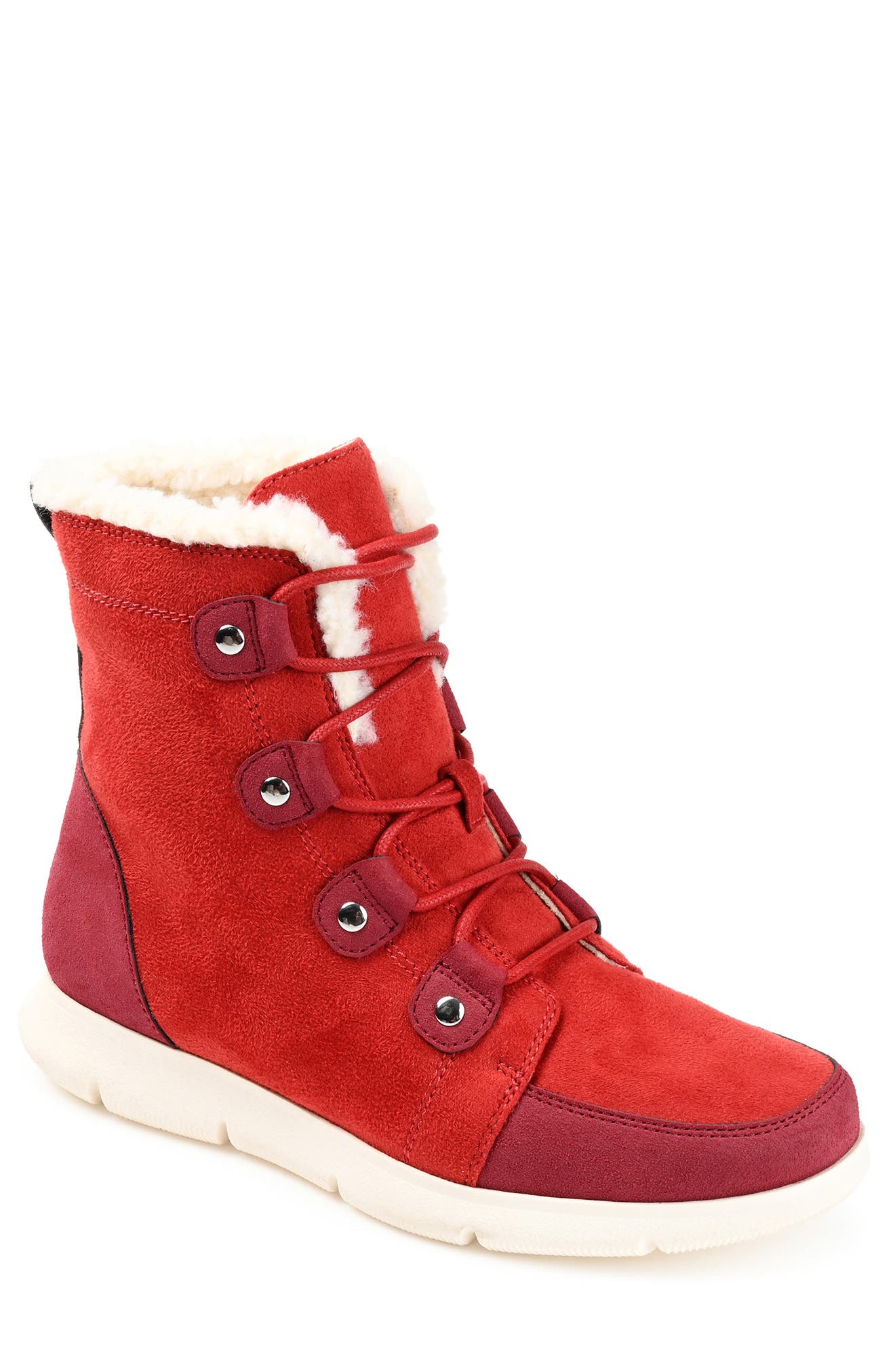 Laynee Faux Fur Lining Boot, Main, color, RED