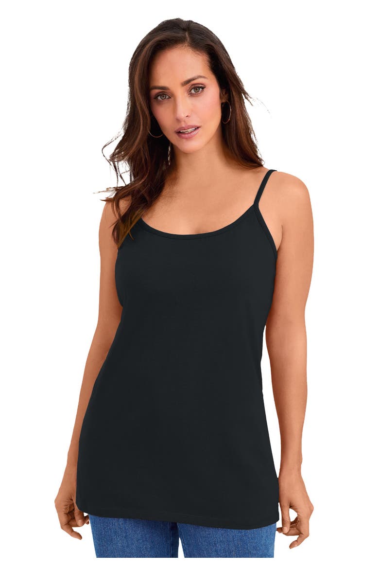 Stretch Cotton Cami, Main, color, BLACK