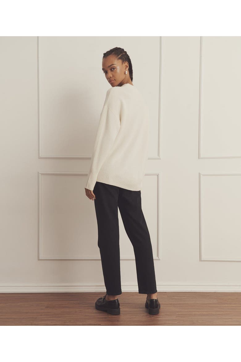 Luxe Cashmere Oversized Crewneck Sweater, Alternate, color, White
