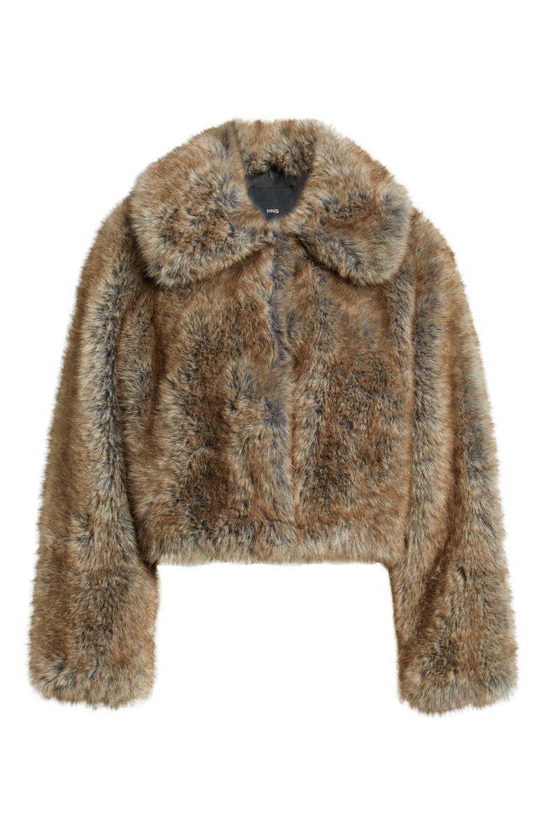 MANGO Bola Faux Fur Jacket, Main, color, Beige