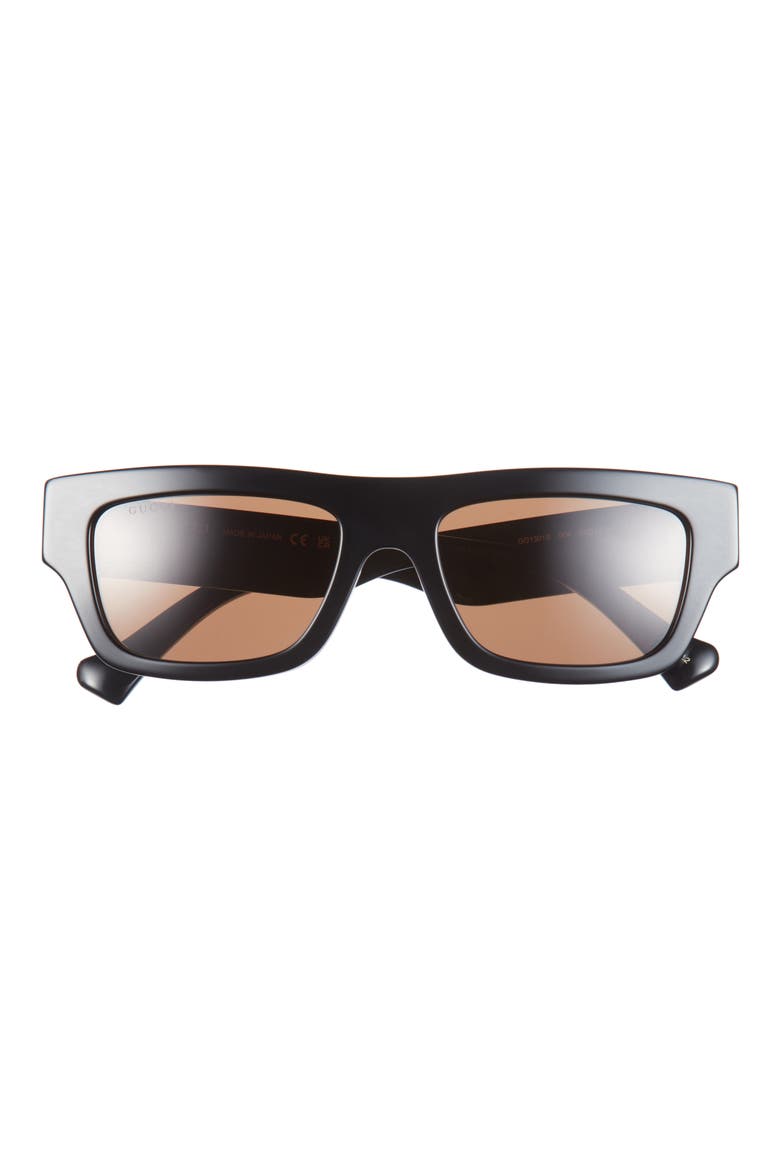 55mm Rectangle Sunglasses, Main, color, BLACK HAVANA BROWN