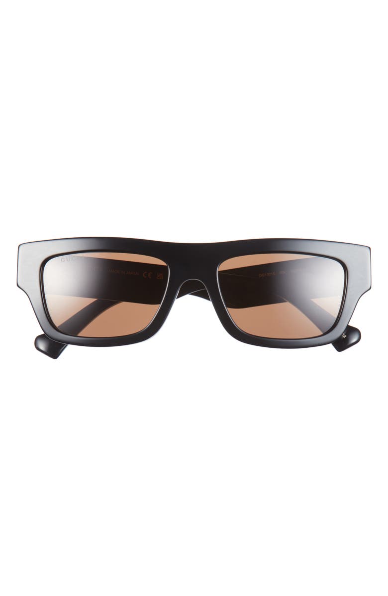 Gucci 55mm Rectangle Sunglasses, Main, color, Black Havana Brown