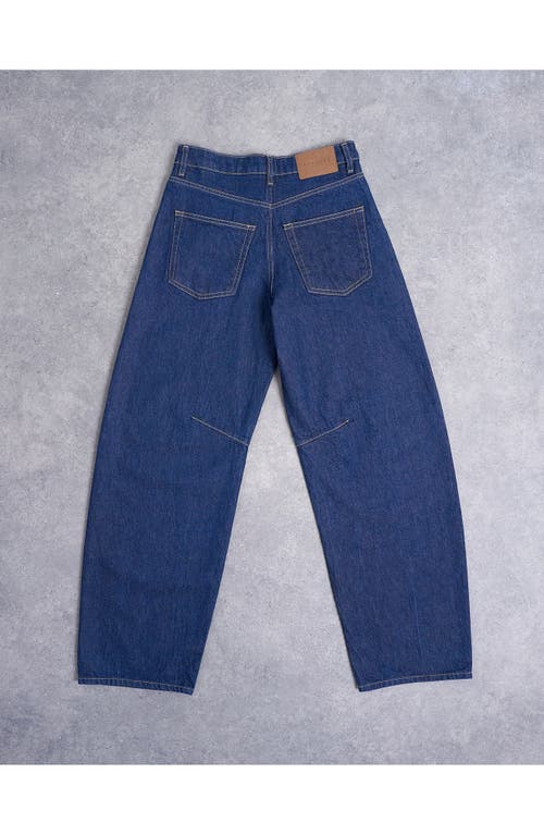 Topshop High Waist Barrel Jeans In Blue