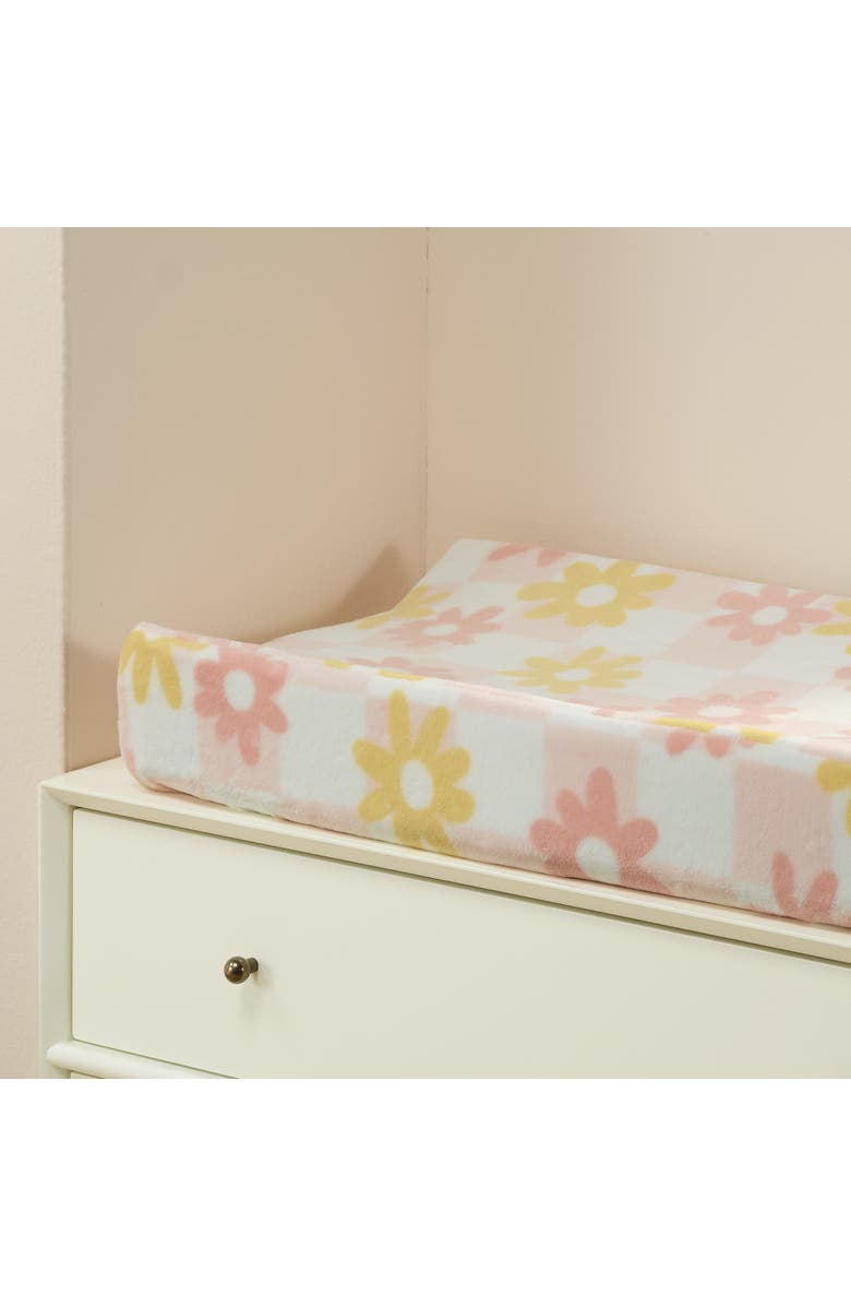 Lambs & Ivy Daisy Dreams Checkered Soft Luxury Changing Pad Cover, Alternate, color, Pink